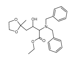 ethyl 2-(dibenzylamino)-3-hydroxy-4-(2-methyl-1,3-dioxolan-2-yl)butanoate结构式