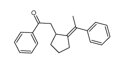 (E)-1-phenyl-2-(2-(1-phenylethylidene)cyclopentyl)ethanone Structure