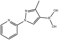 3-Methyl-1-(pyridin-2-yl)pyrazole-4-boronic acid结构式