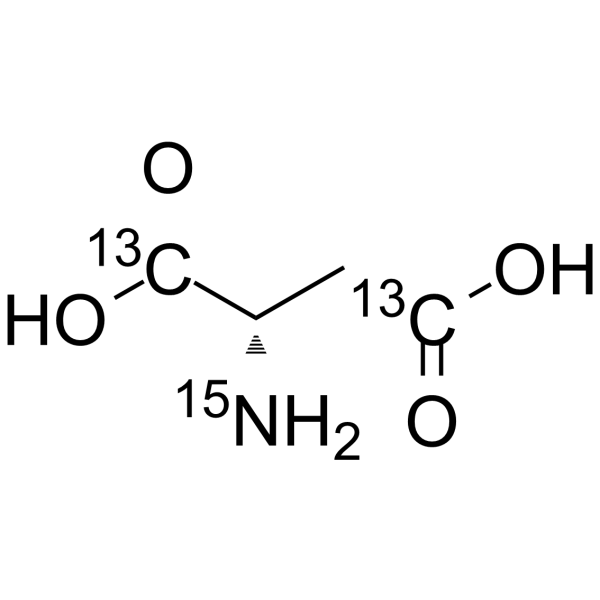 L-天冬氨酸 1,4-13C2,15N结构式
