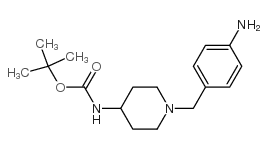 4-叔丁氧基羰基氨基-1-(4-氨基苄基 )哌啶结构式