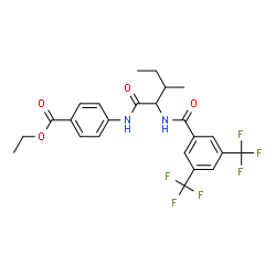 Benzoic acid, 4-[[2-[[3,5-bis(trifluoromethyl)benzoyl]amino]-3-methyl-1-oxopentyl]amino]-, ethyl ester (9CI) structure