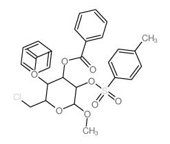 Glucopyranoside, methyl6-chloro-6-deoxy-, 3,4-dibenzoate 2-p-toluenesulfonate, a-D- (8CI) Structure