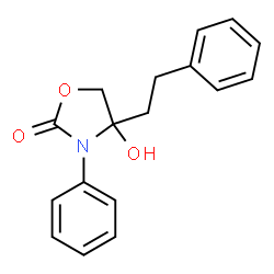 4-Hydroxy-3-phenyl-4-(2-phenylethyl)-2-oxazolidinone结构式
