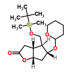 (3aR,4S,5R,6aS)-4-(叔丁基二甲基甲硅烷氧基)甲基-5-四氢吡喃氧基-六氢-2H-环戊[b]呋喃-2-酮结构式
