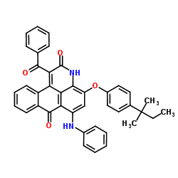 1-苯甲酰基-4-[4-(1,1-二甲基丙基)苯氧基]-6-(苯基氨基)-3H-二苯并[F,IJ]-2,7-异喹啉二酮结构式