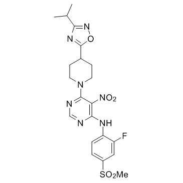 (2-氟-4-甲烷磺酰基-苯基)-{6-[4-(3-异丙基-[1,2,4]噁二唑-5-基)-哌啶-1-基]-5-硝基嘧啶-4-基}-胺图片