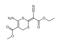 methyl 6-amino-2-(1-cyano-2-ethoxy-2-oxoethylidene)-4H-1,3-dithiine-5-carboxylate结构式