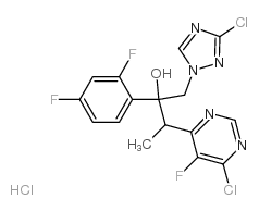 3-(6-氯-5-氟嘧啶-4-基)-2-(2,4-二氟苯基)-1-(1H-1,2,4-三氮唑-1-基)-2-丁醇盐酸盐结构式