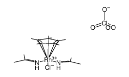 [Rh(pentamethylcyclopentadienyl)Cl(NHCMe2)2](ClO4)结构式