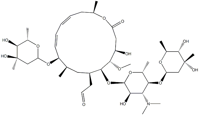 9-O-(2,6-Dideoxy-3-C-methyl-α-L-ribo-hexopyranosyl)leucomycin V结构式
