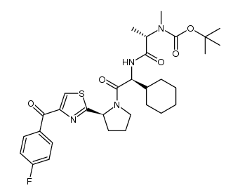 tert-butyl ((S)-1-(((S)-1-cyclohexyl-2-((S)-2-(4-(4-fluorobenzoyl)thiazol-2-yl)pyrrolidin-1-yl)-2-oxoethyl)amino)-1-oxopropan-2-yl)(methyl)carbamate结构式