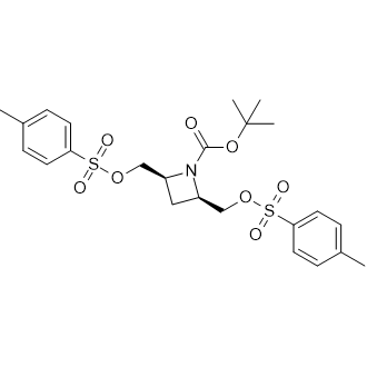 顺式-2,4-双(对甲苯磺酰氧基甲基)氮杂环丁烷-1-羧酸叔丁酯结构式