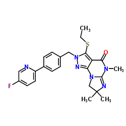 3-(Ethylthio)-2-[[4-(5-fluoro-2-pyridinyl)phenyl]Methyl]-7,8-dihydro-5,7,7-triMethyl-2H-imidazo[1,2-a]pyrazolo[4,3-e]pyrimidin-4(5H)-one结构式