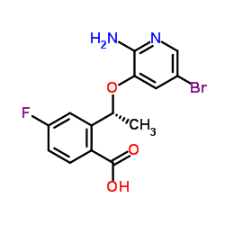 2-{(1R)-1-[(2-Amino-5-bromo-3-pyridinyl)oxy]ethyl}-4-fluorobenzoic acid Structure
