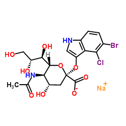 5-溴-4-氯-3-吲哚-α-D-N-乙酰神经氨酸钠盐结构式