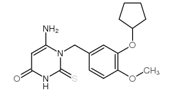 6-氨基-1-[3-(环戊基氧基)-4-甲氧基苄基]-2-硫氧代-2,3-二氢嘧啶-4(1h)-酮结构式