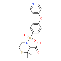 (3S)-2,2-DIMETHYL-4-[4-(4-PYRIDYLOXY)PHENYLSULFONYL]-1,4-THIAZINANE-3-CARBOXYLIC ACID Structure