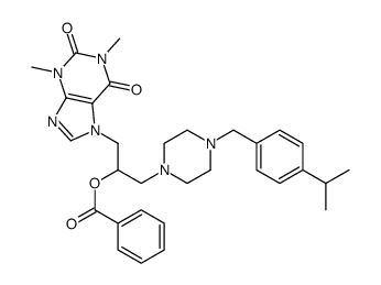 1-Piperazineethanol, alpha-(1,3-dimethyl-7-xanthinylmethyl)-4-(p-isopr opylbenzyl)-, benzoate (ester)结构式