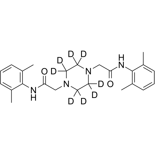 N,N'-Bis(2,6-dimethylphenyl)-1,4-piperazinediacetamide-d8 Structure