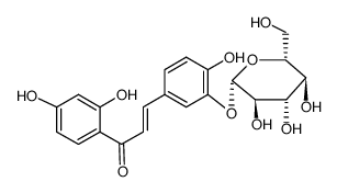(E)-3-(β-D-Glucopyranosyl)oxy-2',4,4'-trihydroxychalcone结构式