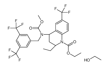 ethanol,ethyl (2R,4S)-4-[[3,5-bis(trifluoromethyl)phenyl]methyl-methoxycarbonylamino]-2-ethyl-6-(trifluoromethyl)-3,4-dihydro-2H-quinoline-1-carboxylate结构式