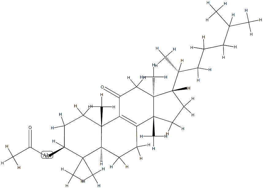 (13α,14β,17α)-3β-(Acetyloxy)-5α-lanost-8-en-11-one结构式