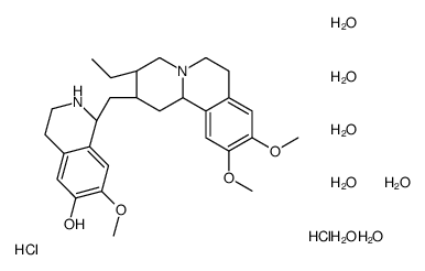 (1R)-1-[[(2S,3R,11bS)-3-ethyl-9,10-dimethoxy-2,3,4,6,7,11b-hexahydro-1H-benzo[a]quinolizin-2-yl]methyl]-7-methoxy-1,2,3,4-tetrahydroisoquinolin-6-ol,heptahydrate,dihydrochloride Structure