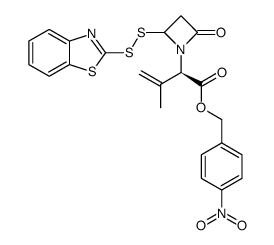 p-nitrobenzyl [(R)-4-(2-benzothiazol-2-yldithio)-2-oxo-1-azetidinyl]isopropenylacetate结构式