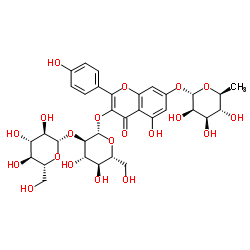 山柰酚-3-槐二糖-7-鼠李糖苷结构式