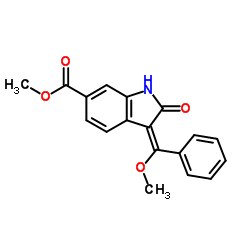 (3E)-2,3-二氢-3-(甲氧基苯基亚甲基)-2-氧代-1H-吲哚-6-羧酸甲酯结构式