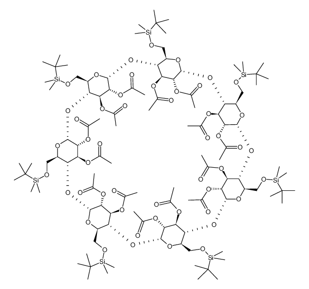庚基(6-O-叔丁基二甲基甲硅烷基)-β-环糊精十四烷基乙酸酯结构式