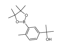 2-(4-甲基-3-(4,4,5,5-四甲基-1,3,2-二氧硼杂环戊烷-2-基)苯基)丙-2-醇结构式