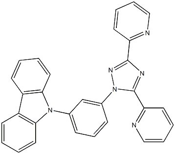 9-(3-(3,5-二(吡啶-2-基)-1H -1,2,4-三唑-1-基)苯基)-9H-咔唑结构式