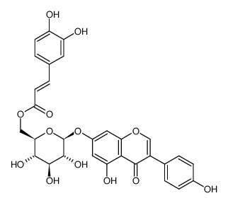 genistein 7-O-(6-O-((E)-caffeoyl)-β-D-glucopyranoside)结构式