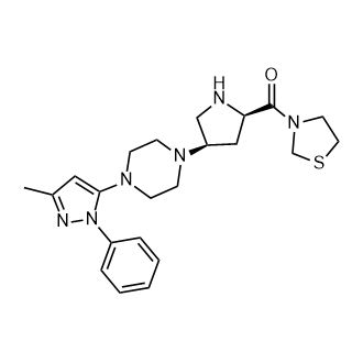 [(2R,4R)-4-[4-(3-甲基-1-苯基-1H-吡唑-5-基)-1-哌嗪基]-2-吡咯烷基]-3-噻唑烷基-甲酮结构式