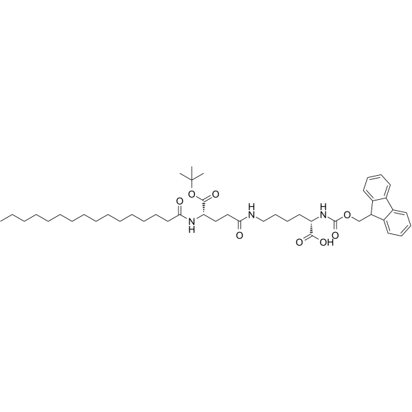 N2-[芴甲氧羰基]-N6-[N-(1-氧代十六烷基)-L-gamma-谷氨酰]-L-赖氨酸 1'-叔丁酯结构式