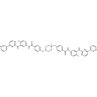 1-Methyl-1,4-bis(4-((4-methyl-3-((4-(pyridin-3-yl)pyrimidin-2-yl)amino)phenyl)carbamoyl)benzyl)piperazin-1-ium(Imatinib Impurity) Structure