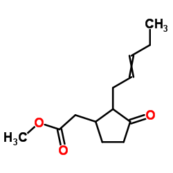 Methyl (2-pent-2-enyl-3-oxo-1-cyclopentyl)acetate structure