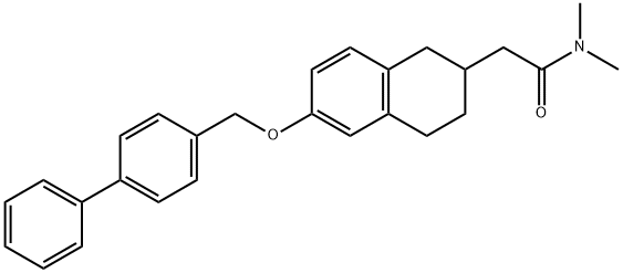 2-(6-([1,1-二联苯]-4-基甲氧基)-1,2,3,4-四氢萘-2-基)-N,N-二甲基乙酰胺结构式