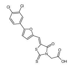 [(5Z)-5-{[5-(3,4-Dichlorophenyl)-2-furyl]methylene}-4-oxo-2-thioxo-1,3-thiazolidin-3-yl]acetic acid结构式