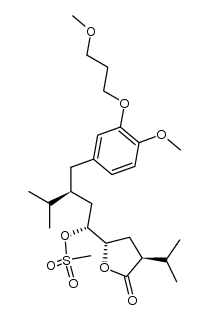 (1R,3S)-1-((2S,4S)-4-isopropyl-5-oxotetrahydrofuran-2-yl)-3-(4-methoxy-3-(3-methoxypropoxy)benzyl)-4-methylpentyl methanesulfonate结构式