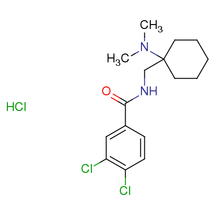 3,4-二氯-N-[[1-(二甲基氨基)环己基]甲基]苯甲酰胺单盐酸盐结构式