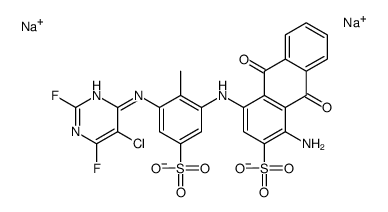 1-氨基-4-[[3-[(5-氯-2,6-二氟-4-吡啶基)氨基]-2-甲基-5-磺苯]氨基]-9,10-二氢-9,10-二氧代蒽-2-磺酸二钠结构式