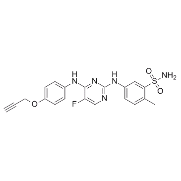 苯磺酰胺,5-[[5-氟-4-[[4-(2-丙炔-1-基氧基)苯基]氨基]-2-嘧啶基]氨基]-2-甲基-结构式