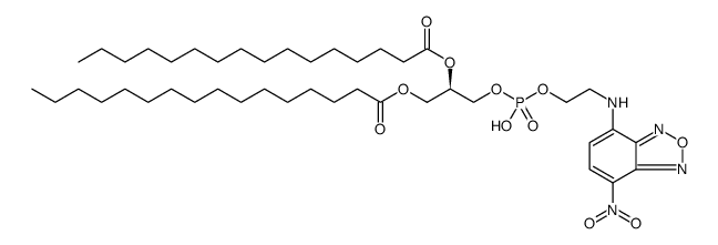 Hexadecanoic acid, 1,1'-[(1R)-1-[[[hydroxy[2-[(7-nitro-4-benzofurazanyl)amino]ethoxy]phosphinyl]oxy]methyl]-1,2-ethanediyl] ester Structure