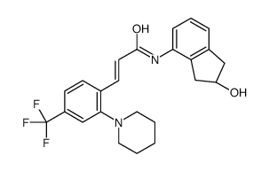(E)-N-[(2R)-2-hydroxy-2,3-dihydro-1H-inden-4-yl]-3-[2-piperidin-1-yl-4-(trifluoromethyl)phenyl]prop-2-enamide Structure