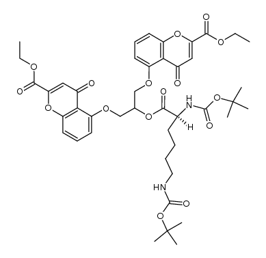 2-[N,N'-di(tert-butoxycarbonyl)-L-lysyloxy]-1,3-bis(2-ethoxycarbonylchromon-5-yloxy)propane结构式