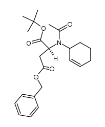 (2S)-4-benzyl 1-tert-butyl 2-(N-(cyclohex-2-en-1-yl)acetamido)succinate结构式