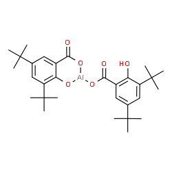 Hydrogen(T-4)-bis[3,5-bis(1,1-dimethylethyl)-2-hydroxybenzoato(2-)-O1, O2]aluminate(1-)结构式